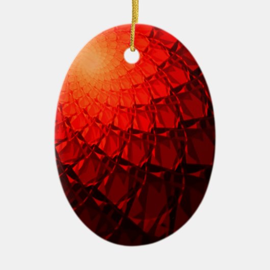 Rood Fractaal Patroon Keramisch Ornament (Voorkant)