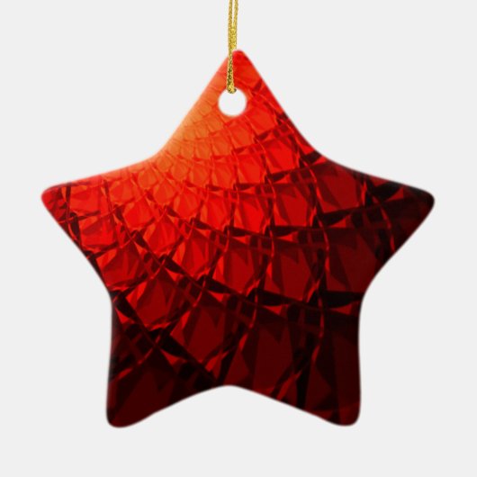 Rood Fractaal Patroon Keramisch Ornament (Voorkant)