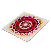 Rood fractal mozaïekpatroon tegeltje (Zijkant)