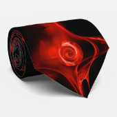 ROOD FRACTAL ROOS IN ZWART ABSTRACT STROPDAS (Opgerold)