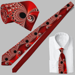 Rood Fractal Spiraalpatroon - Moderne Wiskunde Stropdas