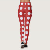 Rood Fractal-stijl - Witte Fractal-stijl Polka Dot Leggings (Achterkant)