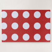 Rood Fractal-stijl - Witte Fractal-stijl Polka Dot Legpuzzel (Horizontaal)