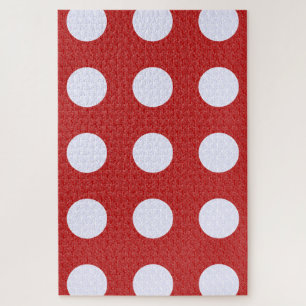 Rood Fractal-stijl - Witte Fractal-stijl Polka Dot Legpuzzel