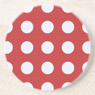 Rood Fractal-stijl - Witte Fractal-stijl Polka Dot Zandsteen Onderzetter