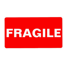 Rood fragiel verzendlabel