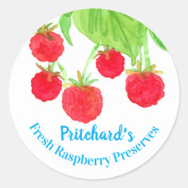 Rood Framboos Waterverf Fruit Jam Jar Label
