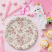 Rood Frans Toile Canvas Bloemen Papier Borden Papieren Bordje (Feest)