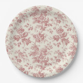 Rood Frans Toile Canvas Bloemen Papier Borden Papieren Bordje (Voorkant)