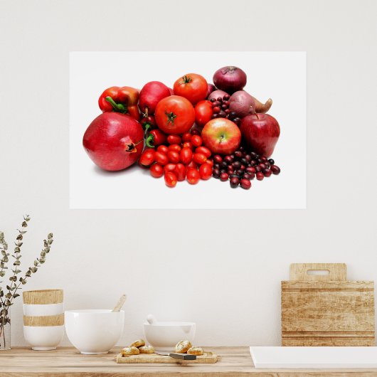 Rood fruit en groenten poster (Keuken)