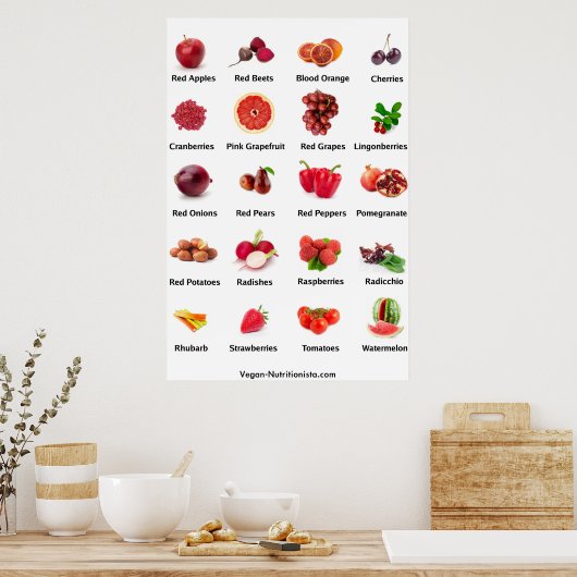Rood fruit en groenten poster (Keuken)