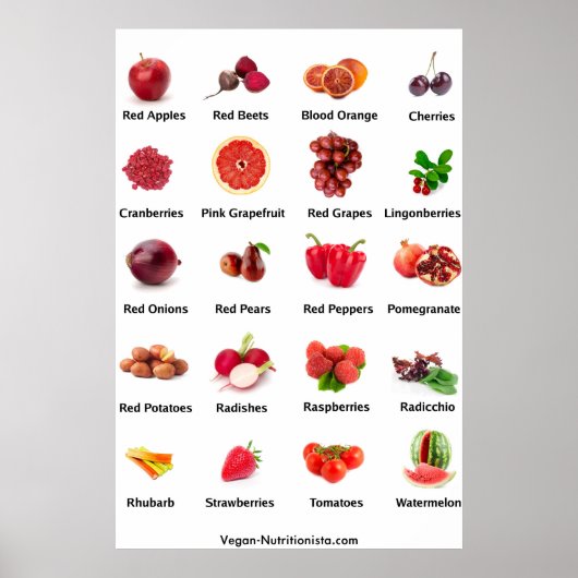 Rood fruit en groenten poster (Voorkant)