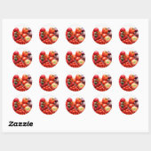 Rood fruit en groenten ronde sticker (Vel)