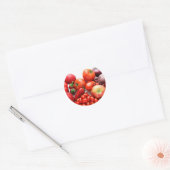 Rood fruit en groenten ronde sticker (Envelop)