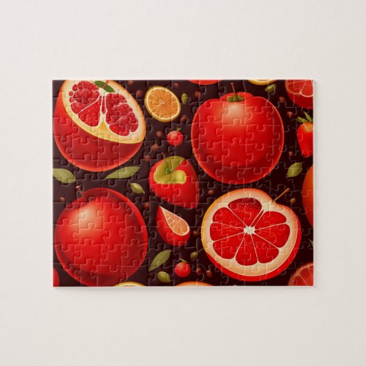 Rood Fruit Patroon Legpuzzel (Horizontaal)