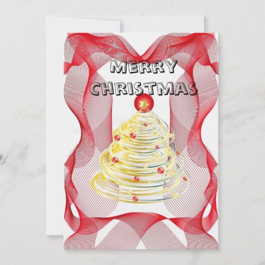 Rood gaas halo kerstboom kaart (Voorkant)