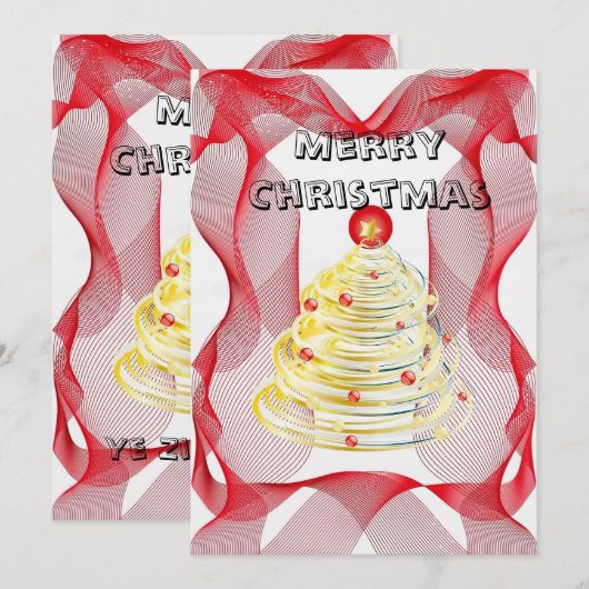 Rood gaas halo kerstboom kaart (Voorkant / Achterkant)