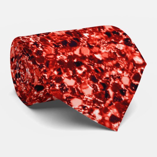 Rood gebak, glanzend en mousserend, kerstmis stropdas (Opgerold)