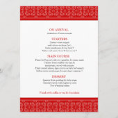 Rood gebandeerde bruiloft diner menu (Achterkant)