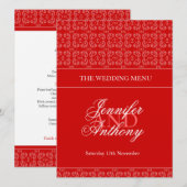 Rood gebandeerde bruiloft diner menu (Voorkant / Achterkant)
