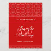 Rood gebandeerde bruiloft diner menu (Voorkant)