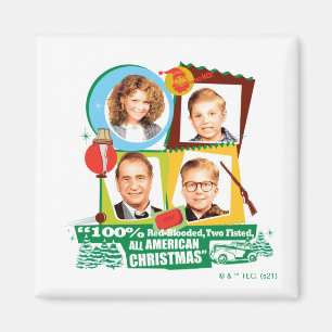 Rood-gebloed, twee gevist, alle Amerikaanse kerst Magneet
