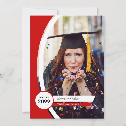 Rood gebogen Lijst Foto Afstuderen Kaart (Voorkant)