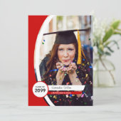 Rood gebogen Lijst Foto Afstuderen Kaart (Staand voorkant)