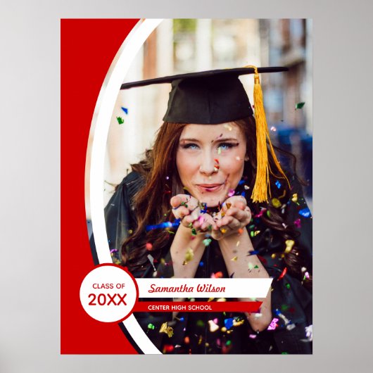 Rood gebogen Lijst Foto Afstuderen Poster (Voorkant)
