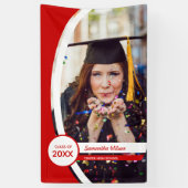 Rood gebogen Lijst Foto Afstuderen Spandoek (Verticaal)