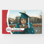 Rood gebogen Lijst Foto Afstuderen Spandoek (Horizontaal)