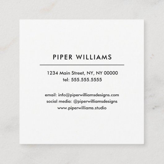 Rood gebold Geometric Square Lijst Monogram Square Vierkante Visitekaartje (Achterkant)