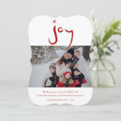 Rood geborsteld Joy Calligraphy Star Feestdagenkaart (Staand voorkant)