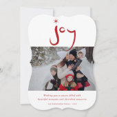 Rood geborsteld Joy Calligraphy Star Feestdagenkaart (Voorkant)