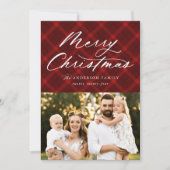 Rood geborsteld met penseelgebakje Merry Kerstmis Feestdagenkaart (Voorkant)