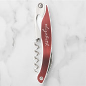 Rood, geborsteld metaal, aangepast script kurkentrekker (Voorkant)