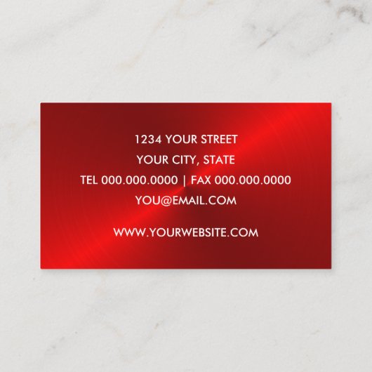 Rood geborsteld metaal glans visitekaartje (Achterkant)