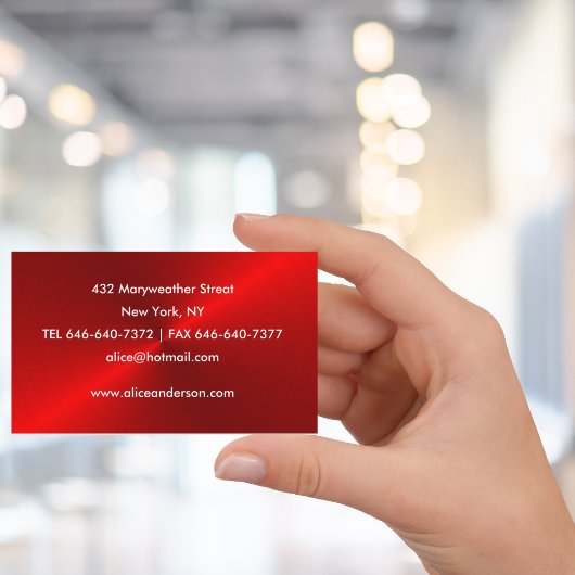 Rood geborsteld metaal glans visitekaartje