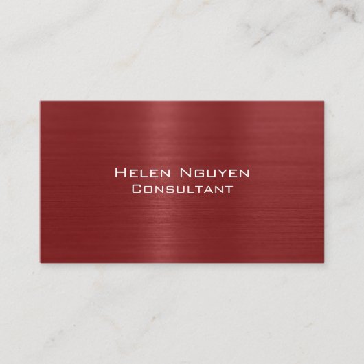 Rood Geborsteld Metaal Metaal Roestvrij Staal Visitekaartje (Voorkant)