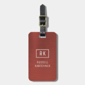 Rood geborsteld metaal modern Monogram Bagagelabel (Voorkant verticaal)