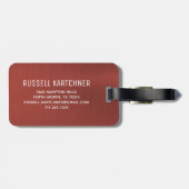 Rood geborsteld metaal modern Monogram Bagagelabel (Achterkant horizontaal)