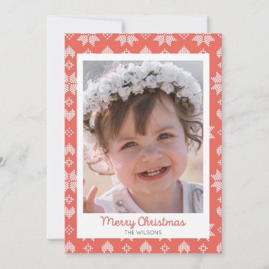 Rood gebreid Sweater Pattern-fotokaartje Kaart (Voorkant)