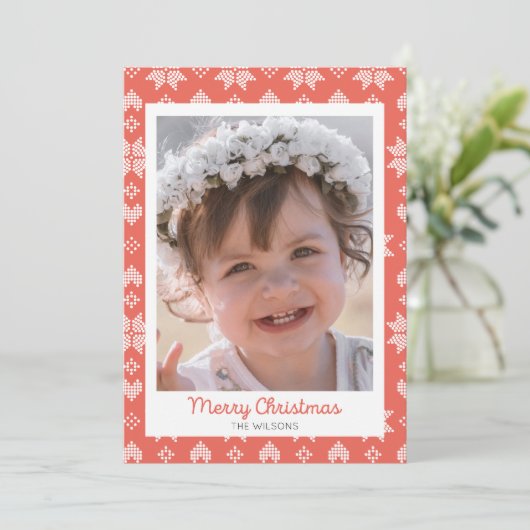 Rood gebreid Sweater Pattern-fotokaartje Kaart (Staand voorkant)