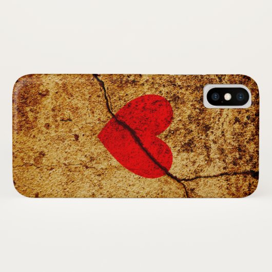 Rood gebroken hart op een gouden muur Case-Mate iPhone case (Achterkant (horizontaal))