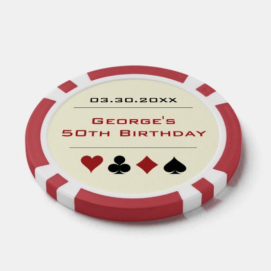 Rood Gebroken Wit Las Vegas Casino Poker Chip Verj (Enkel)