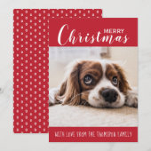 Rood| Gecomprimeerde foto van familie | Vrolijk ke Feestdagenkaart (Voorkant / Achterkant)