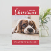 Rood| Gecomprimeerde foto van familie | Vrolijk ke Feestdagenkaart (Staand voorkant)