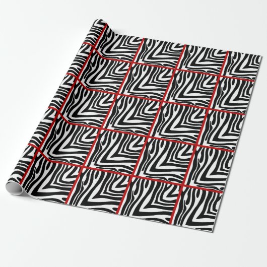 Rood geconfectioneerd Zebra omslagpapier Cadeaupapier (Uitgerold)