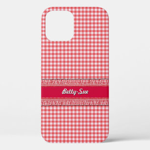 Rood gecontroleerd Hoesje met Jouw naam