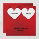 Rood-Gedekte Whimsical Hearts Wedding-related Even Kaart (Voorkant / Achterkant)